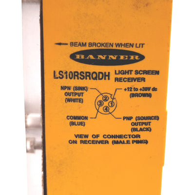 New Banner LS10RSRQDH Light Screen Receiver, Range: 100-200mm, 12-30VDC, NPN / PNP