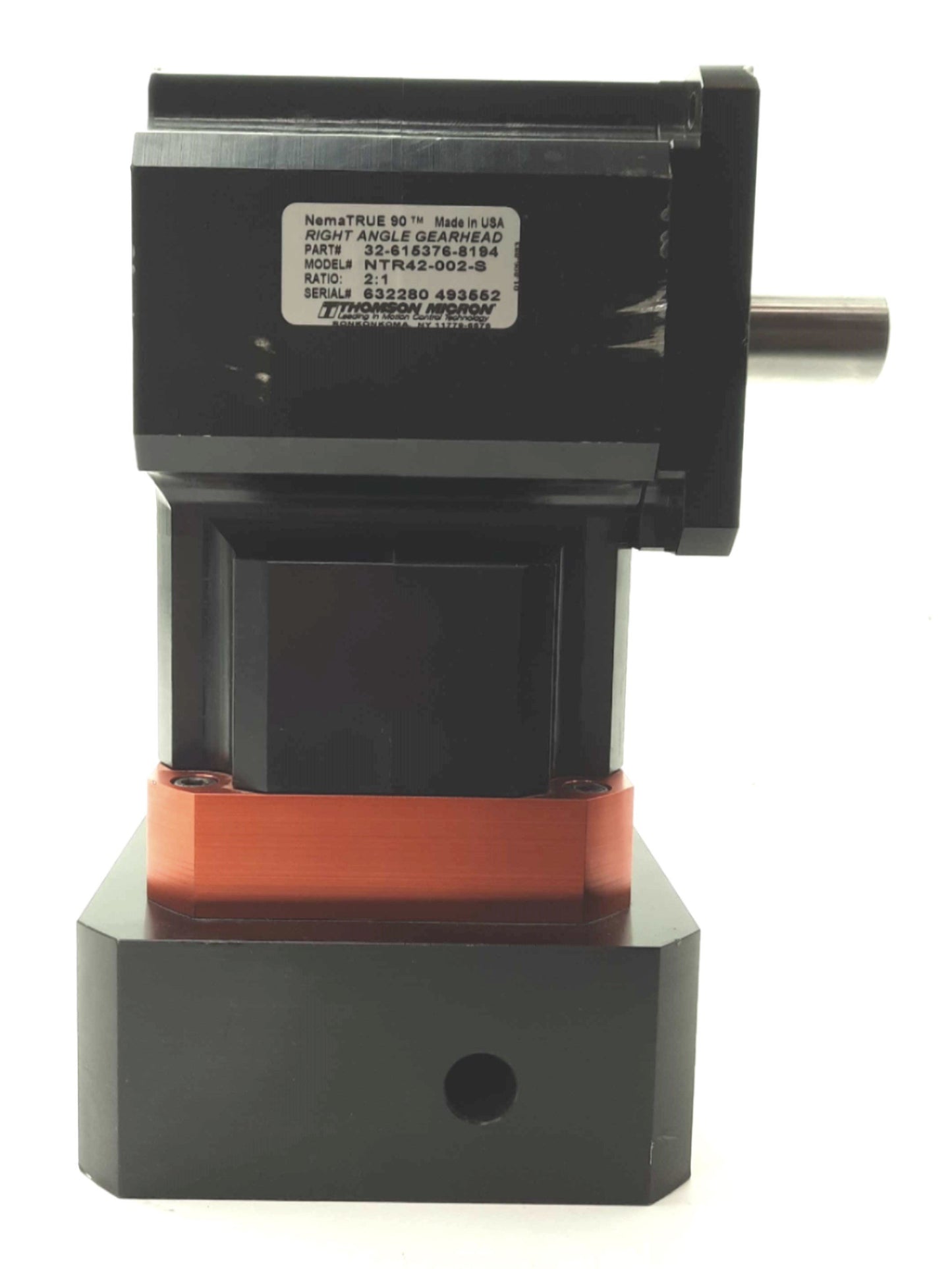 New – Open box Thomson Micron NTR42-002-S Right Angle Gearhead, 2:1, 1" Shaft, 142mm to NEMA42