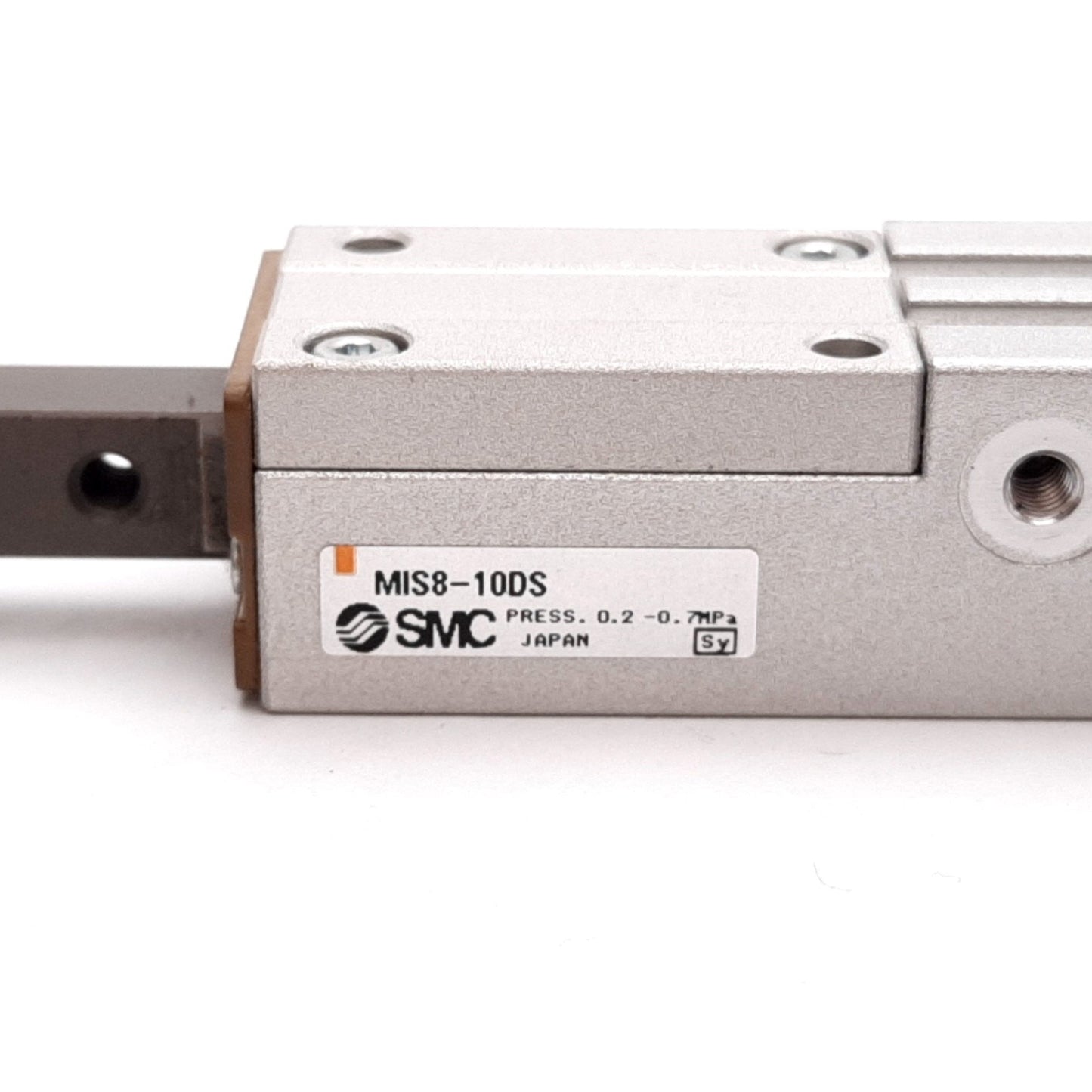 Used SMC MIS8-10DS Pneumatic Escapement, Bore: 8mm, Stroke: 10mm, 0.2-0.75MPa, M3x0.5