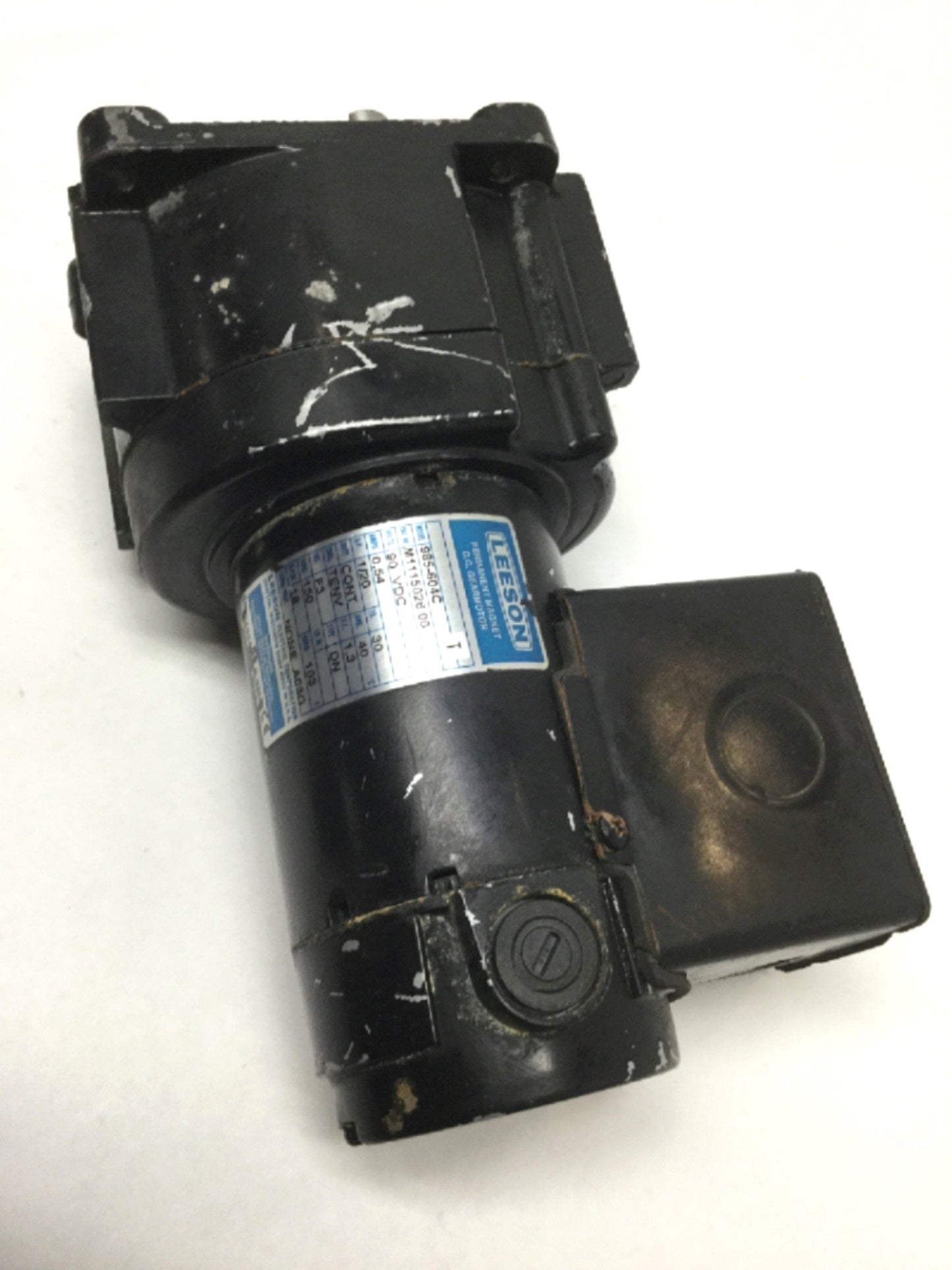 Used LEESON 985-604C Permanent Magnet DC Gearmotor 90VDC, 1/20HP, 103:1 Ratio, 18RPM
