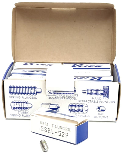 New Lot of 12 Vlier SSBL-52P Stainless Steel Ball Plunger, #10-32 Thread, Screw-In