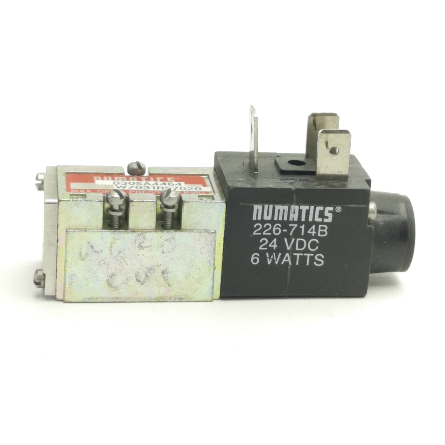 Used Numatics 030SA4464 Solenoid Valve 150 PSIG Max, DIN Connector, 24v DC Coil