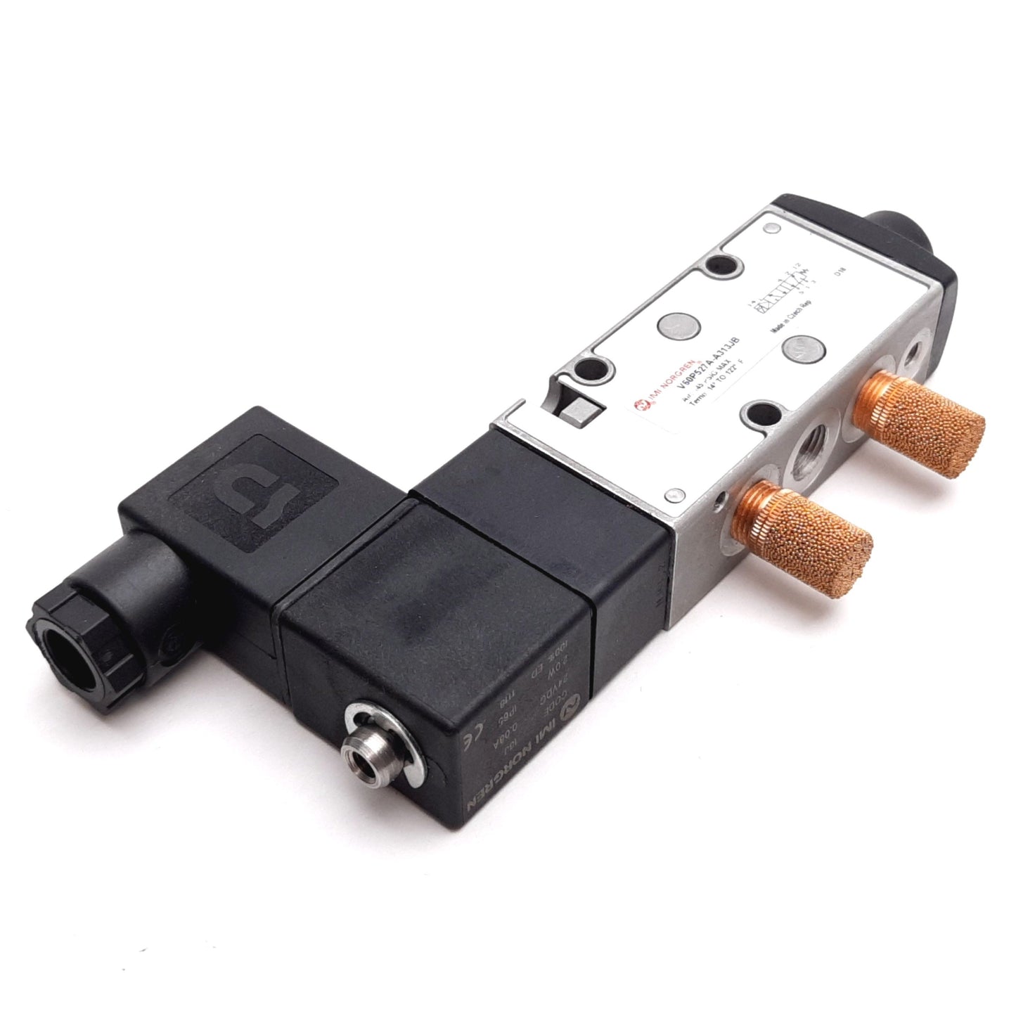Used Norgren V60P527A-A313JB Solenoid Valve, 2-Position 5-Port, 24VDC, 145psi Max