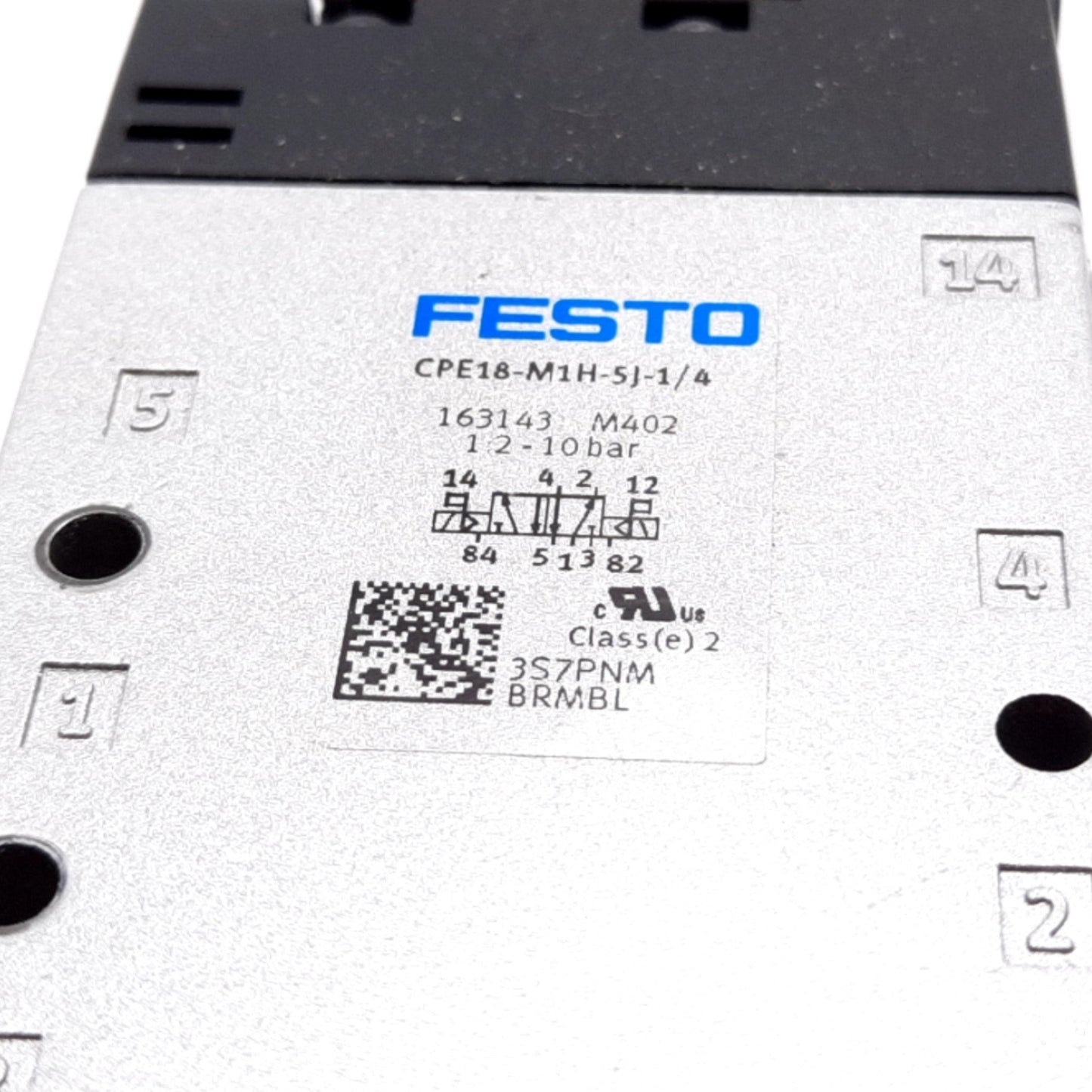 Used Festo CPE18-M1H-5J-1/4 Solenoid Valve, 2-Position 5-Port, 24VDC, 2-10 bar, G1/4