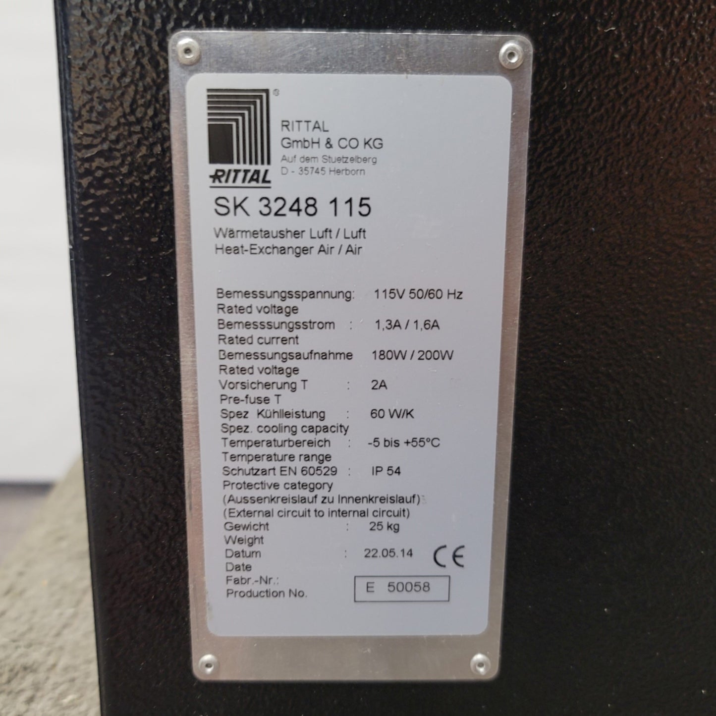 New – Open box Rittal SK 3248.115 Air To Air Roof Mount Heat Exchanger 115VAC, 200W, 60W/K