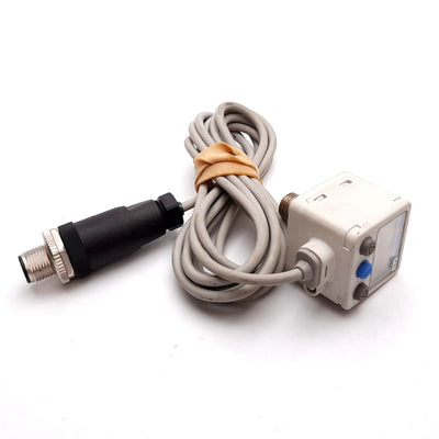 Used SMC ZSE40A-N01-T-P Vacuum Switch, 0 to -14.69psi, 12-24VDC, PNP, 1/8" NPT