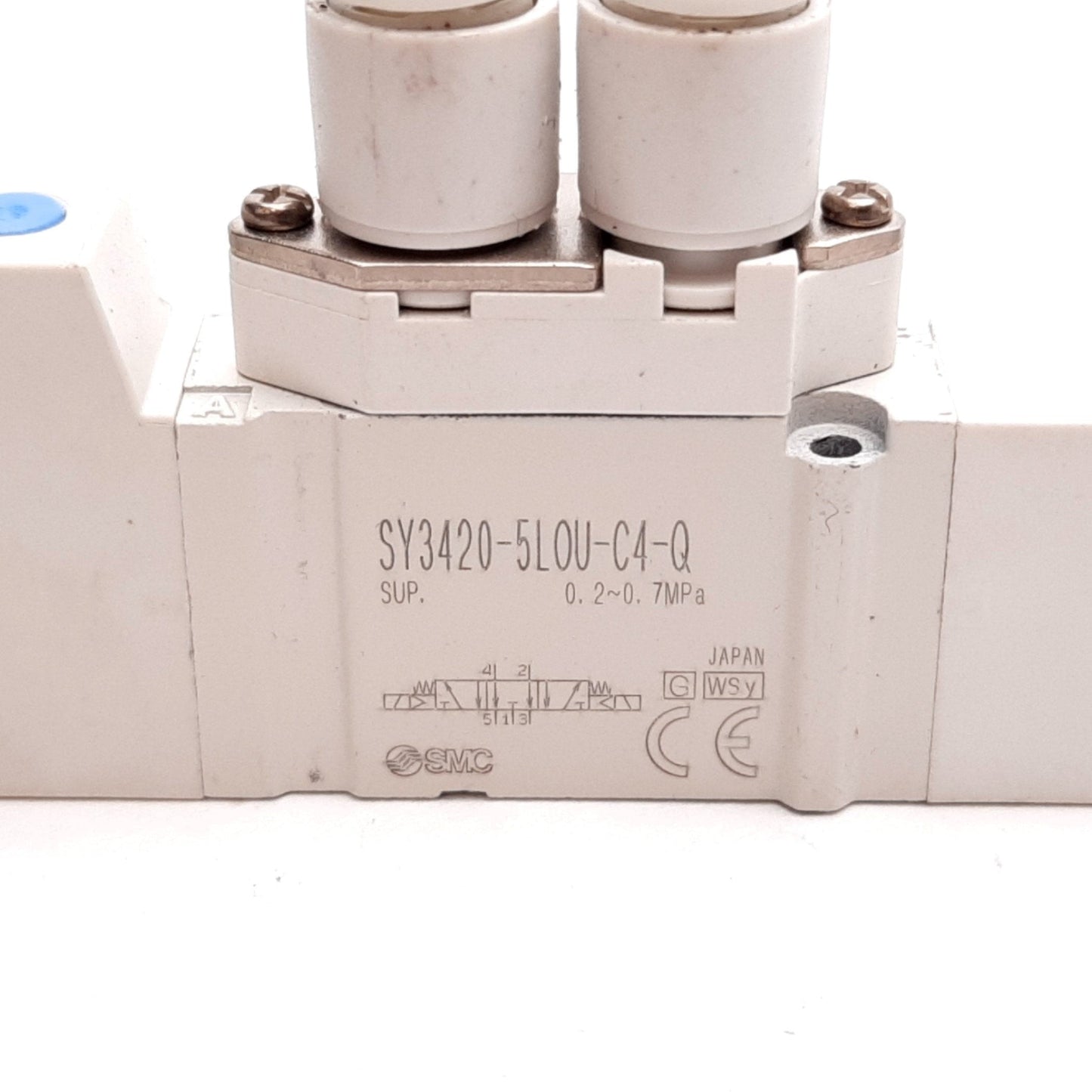 Used SMC SY3420-5LOU-C4-Q Solenoid Valve, 3-Position 5-Port, 24VDC, 0.2-0.7MPa