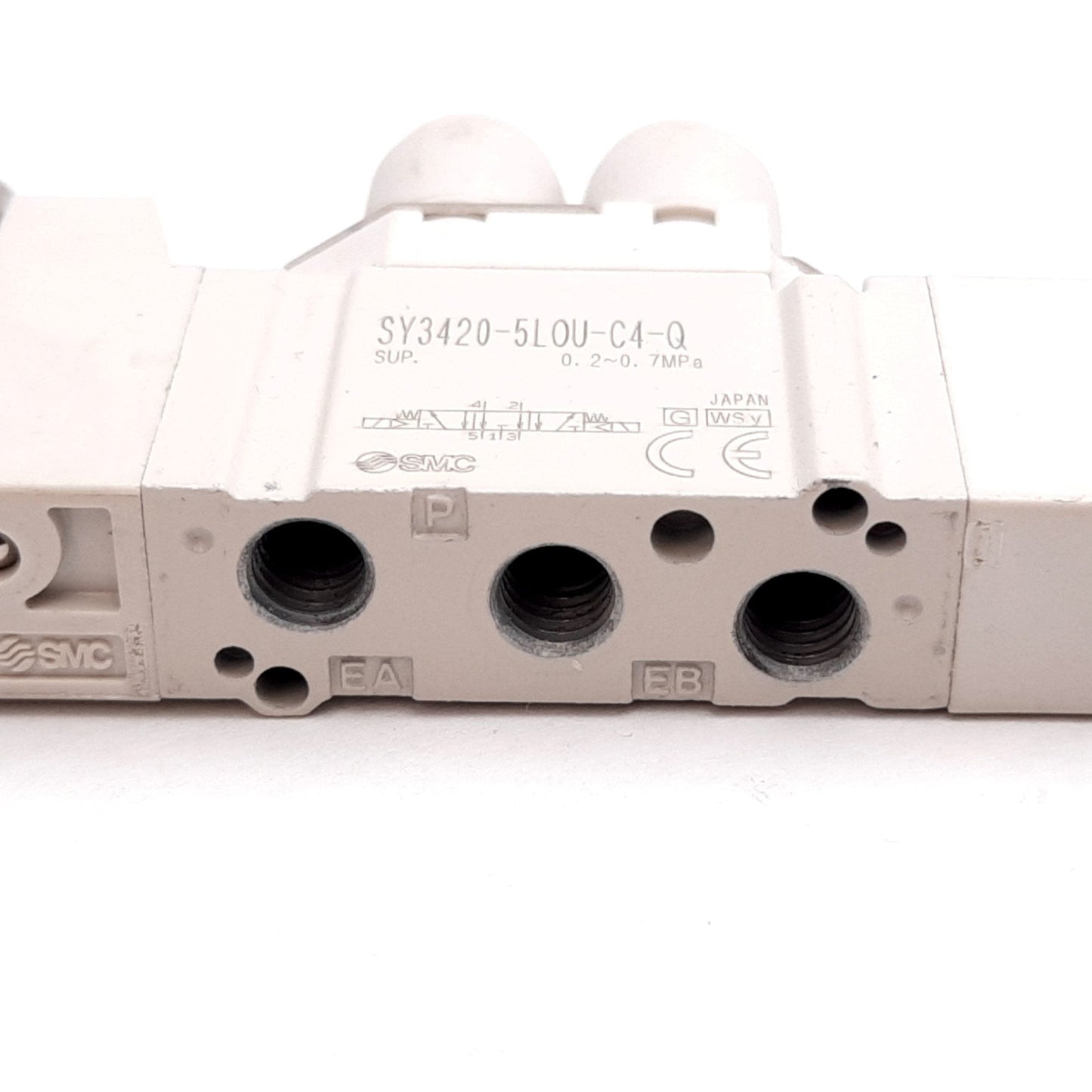 Used SMC SY3420-5LOU-C4-Q Solenoid Valve, 3-Position 5-Port, 24VDC, 0.2-0.7MPa