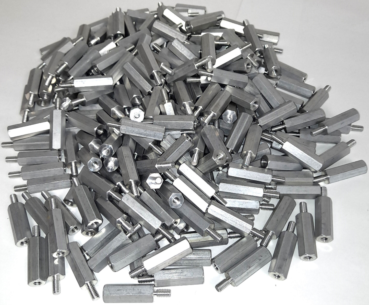 Used Lot of 247 6mm OD Aluminum Hex Standoffs M-F, M3-0.5 x 50mm