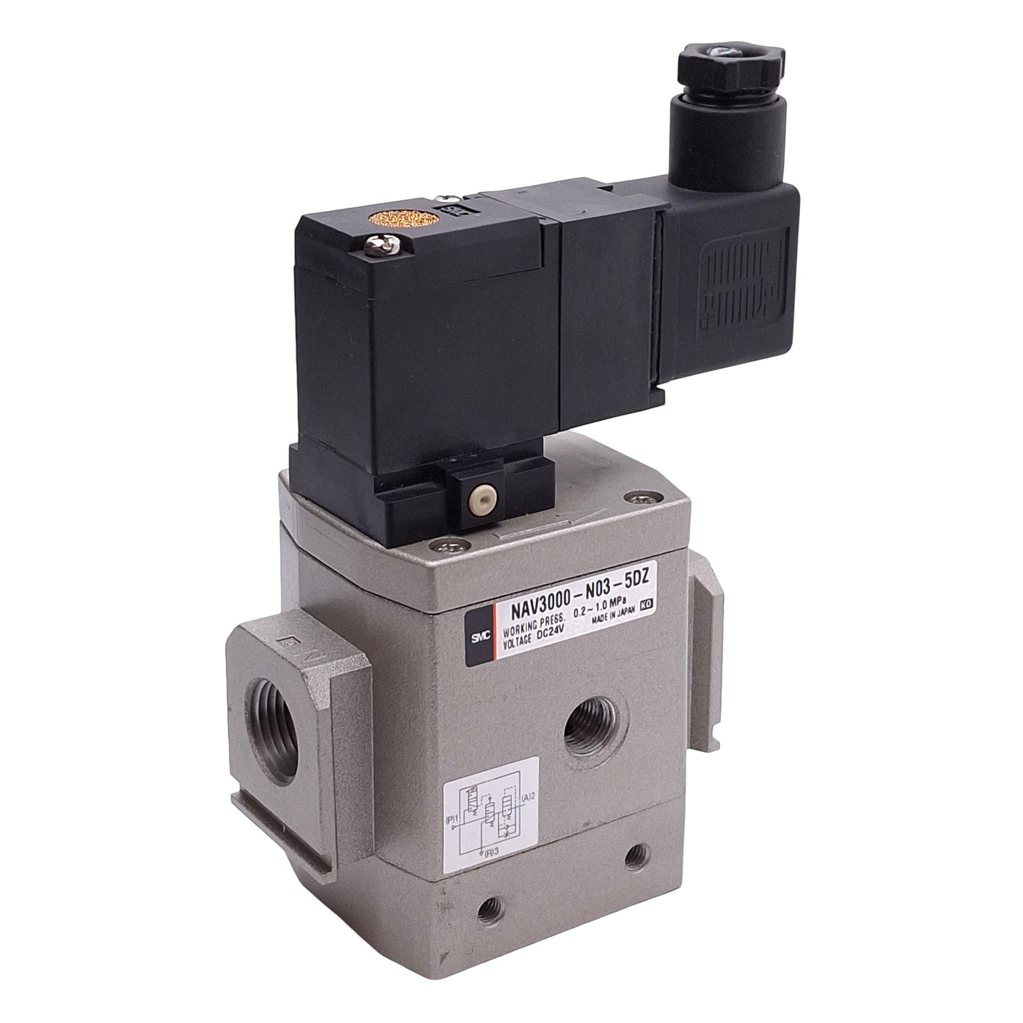 Used SMC NAV3000-N03-5DZ Pneumatic Soft Start Valve, 24VDC, 0.2-1.0MPa, 3/8" NPT