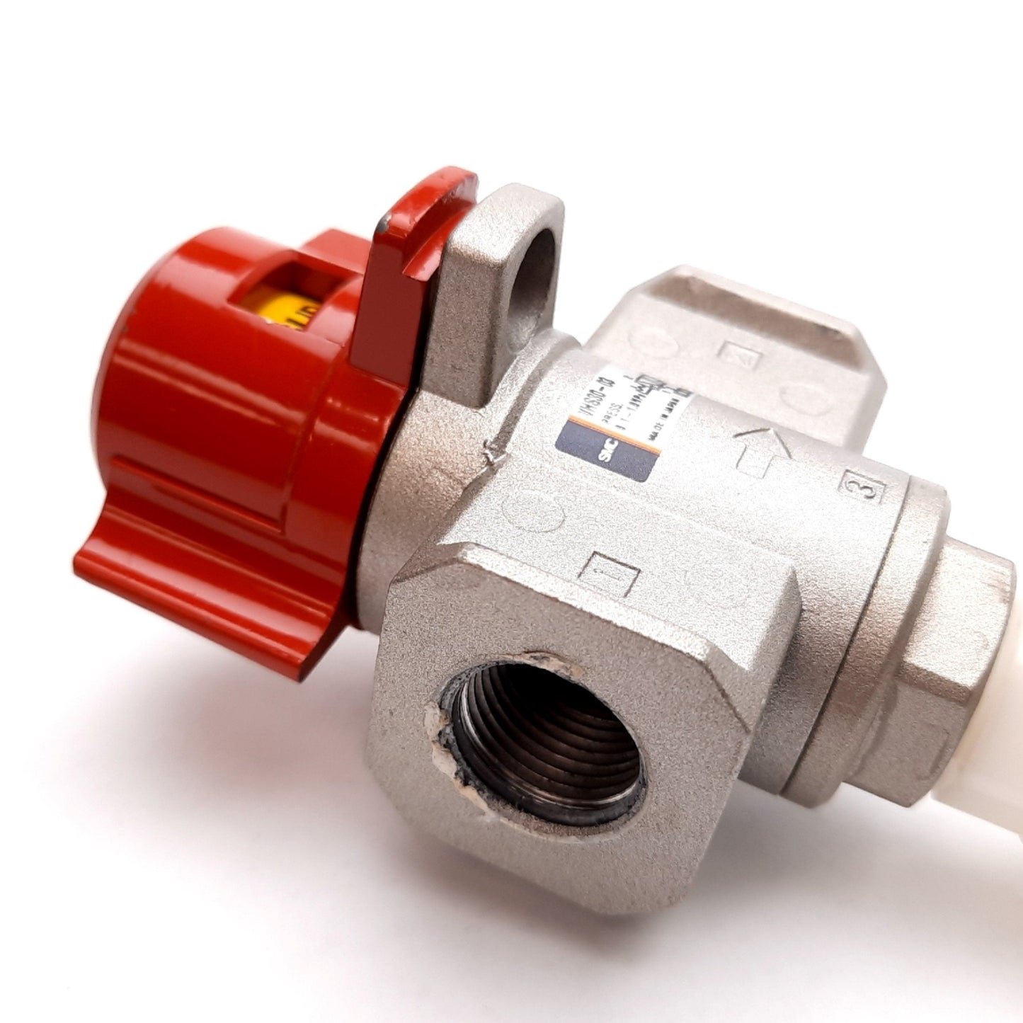 Used SMC VHS30-03 Lock Out Valve, 3-Port, Pressure: 0.1-1.0MPa, Rc3/8, Rc1/4