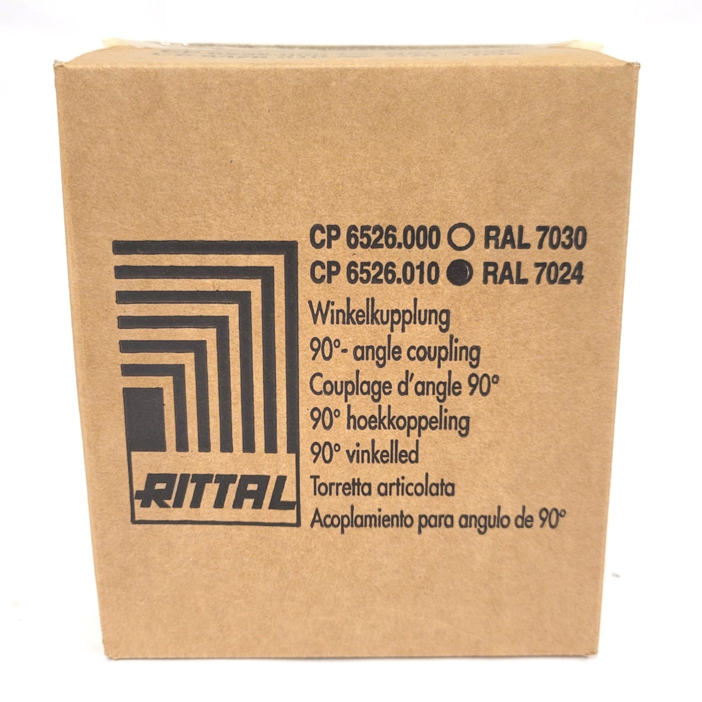 New Rittal CP 6526.010 RAL 7024 90° Angle Coupling For Support Arm Connection, Black