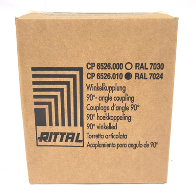 New Rittal CP 6526.010 RAL 7024 90° Angle Coupling For Support Arm Connection, Black