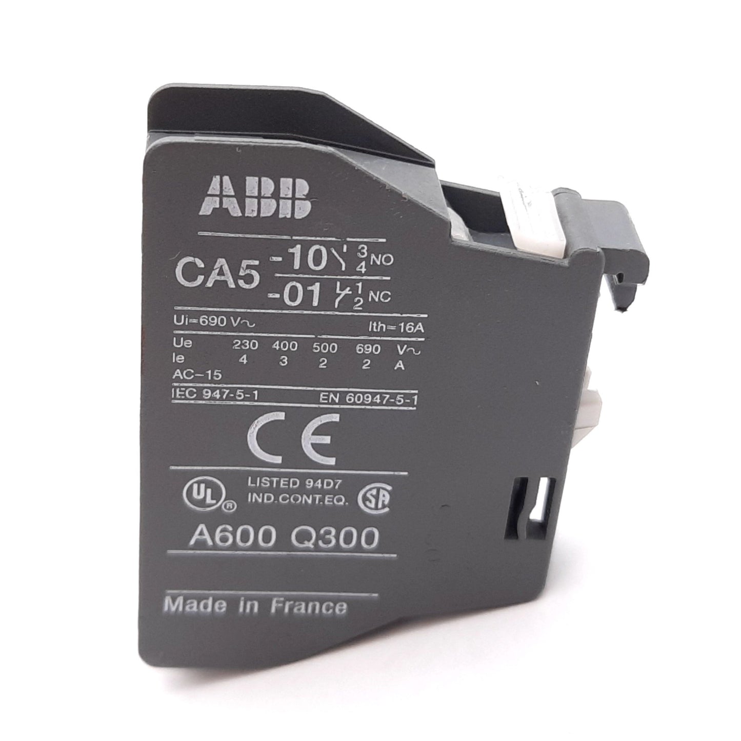 Used Lot of 2 ABB CA5-10 Auxiliary Contact Blocks, Normally Open, 600VAC, 6A