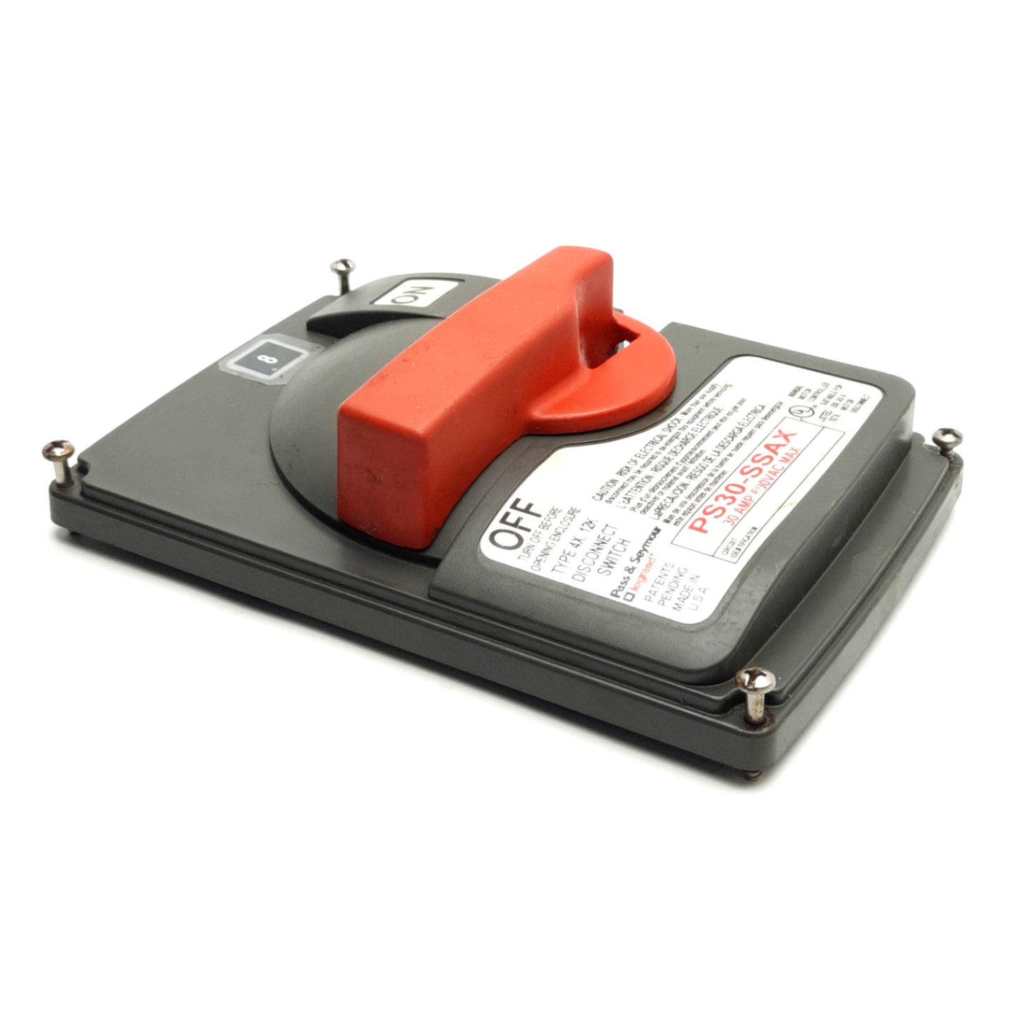 Used Pass & Seymour PS30-SSAX Safety Switch Cover 30A 600V AC, 4X 12X, *COVER ONLY*