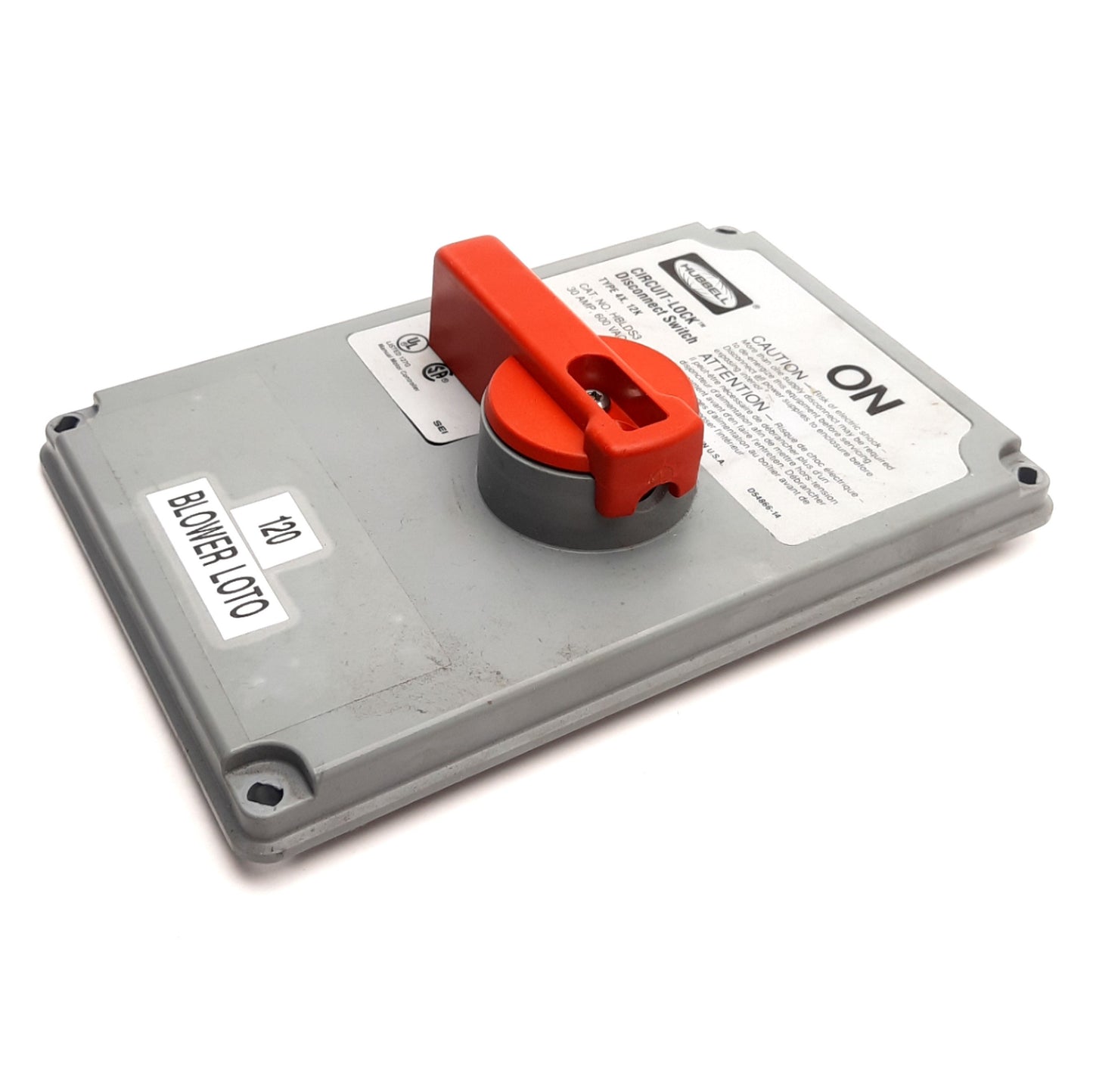 Used Hubbell HBLDS3 Disconnect Switch Cover Type 4X/12K, 30A 600V AC, *COVER ONLY*