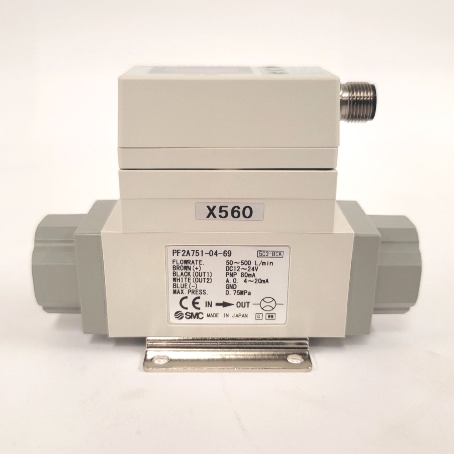 New SMC PF2A751-04-69-X560 Integrated Digital Flow Switch 50-500l/min 1/2"Rc 4-20mA