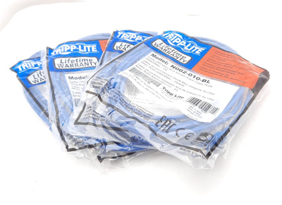 New Lot of 5 Tripp Lite N002-010-BL Cat5e Ethernet Cable RJ45 Male to Male 10Ft