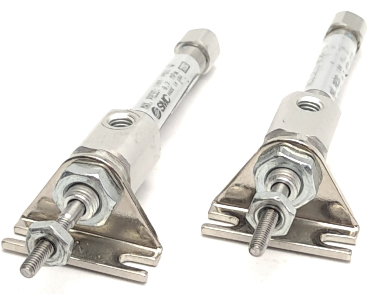 Used Lot of 2 SMC NCDJ2L6-050R-B Mini Double Acting Cylinder, 1/4" Bore, 1/2" Stroke