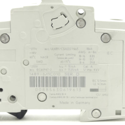 Used Allen Bradley 1489-M1C010 Thermal-Magnetic Circuit Breaker, 230 VAC, 1 A, 1-Pole