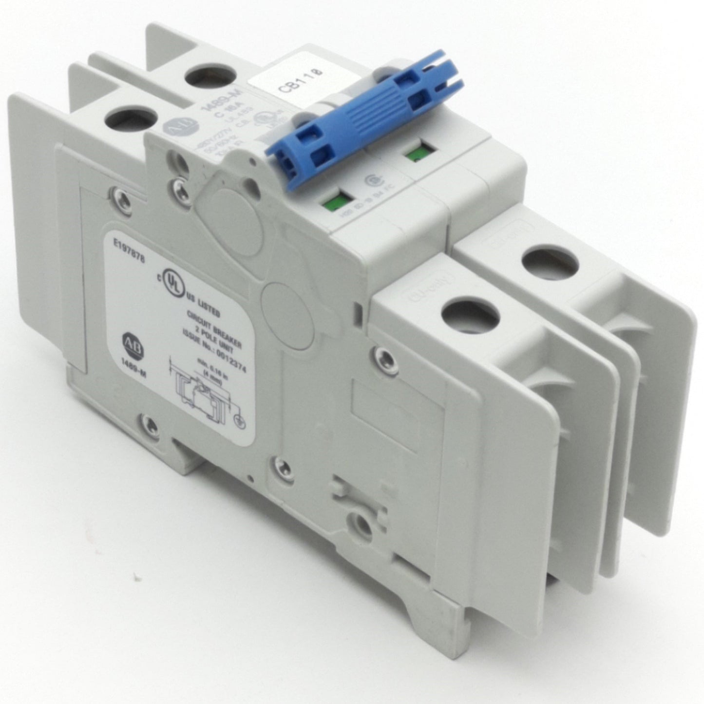 Used Allen Bradley 1489-M2C160 Thermal-Magnetic Circuit Breaker, 400VAC, 16 A, 2-Pole