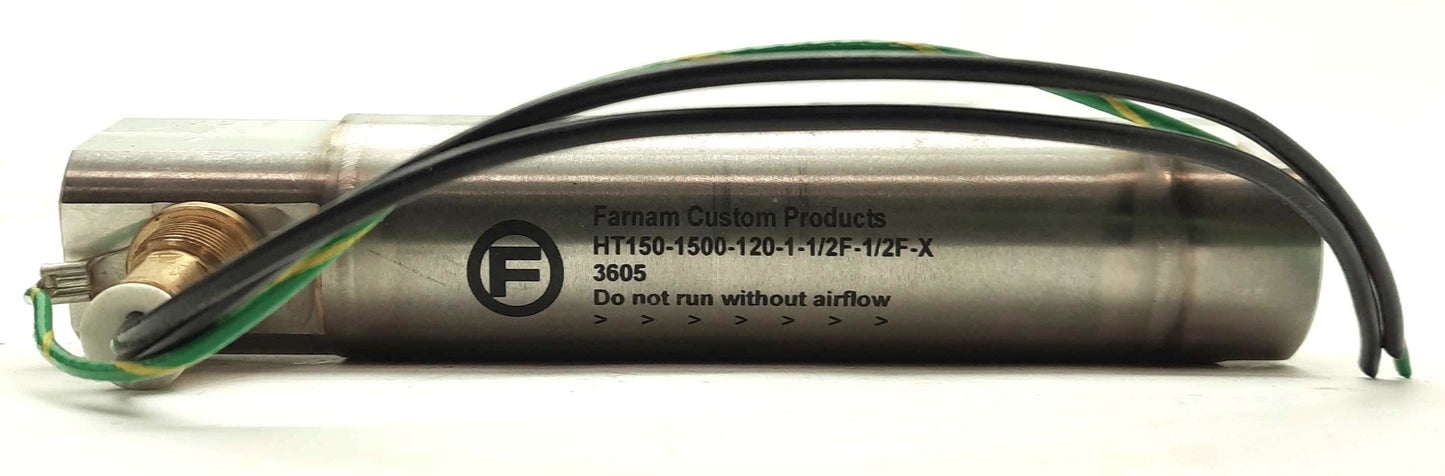 Used Farnam HT150-1500-120-1-1/2F-1/2F-X-3605 Heat Torch, 1500W, 4.7 x Ø1.5", 120VAC
