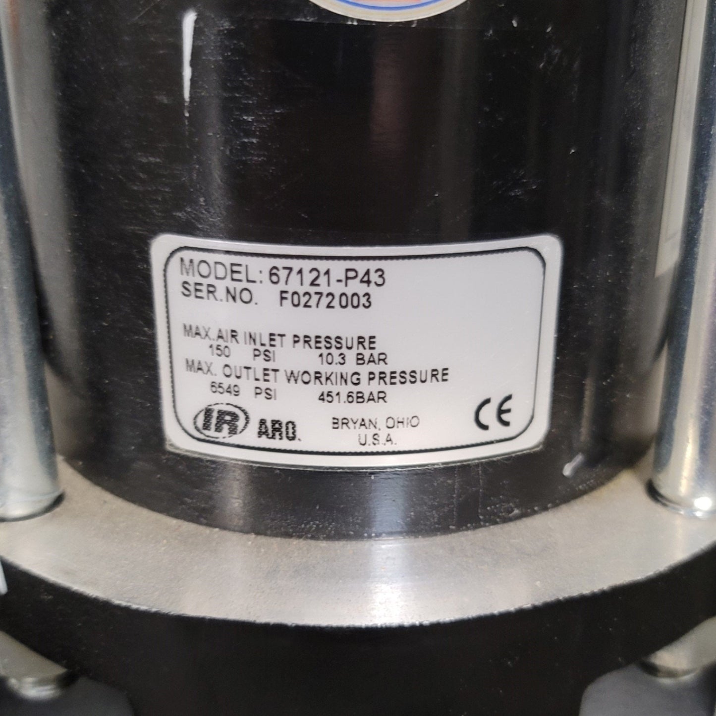 Used Ingersoll Rand ARO 67121-P43 5 Gallon Single Post Ram Piston Pump, 43:1 Ratio