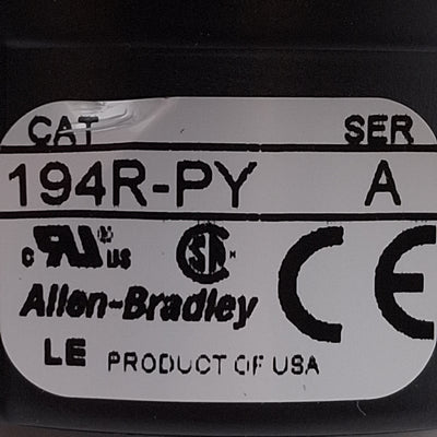 Used Allen Bradley 194R-PY Disconnect Switch Rotary Operating Handle, Red/Yellow