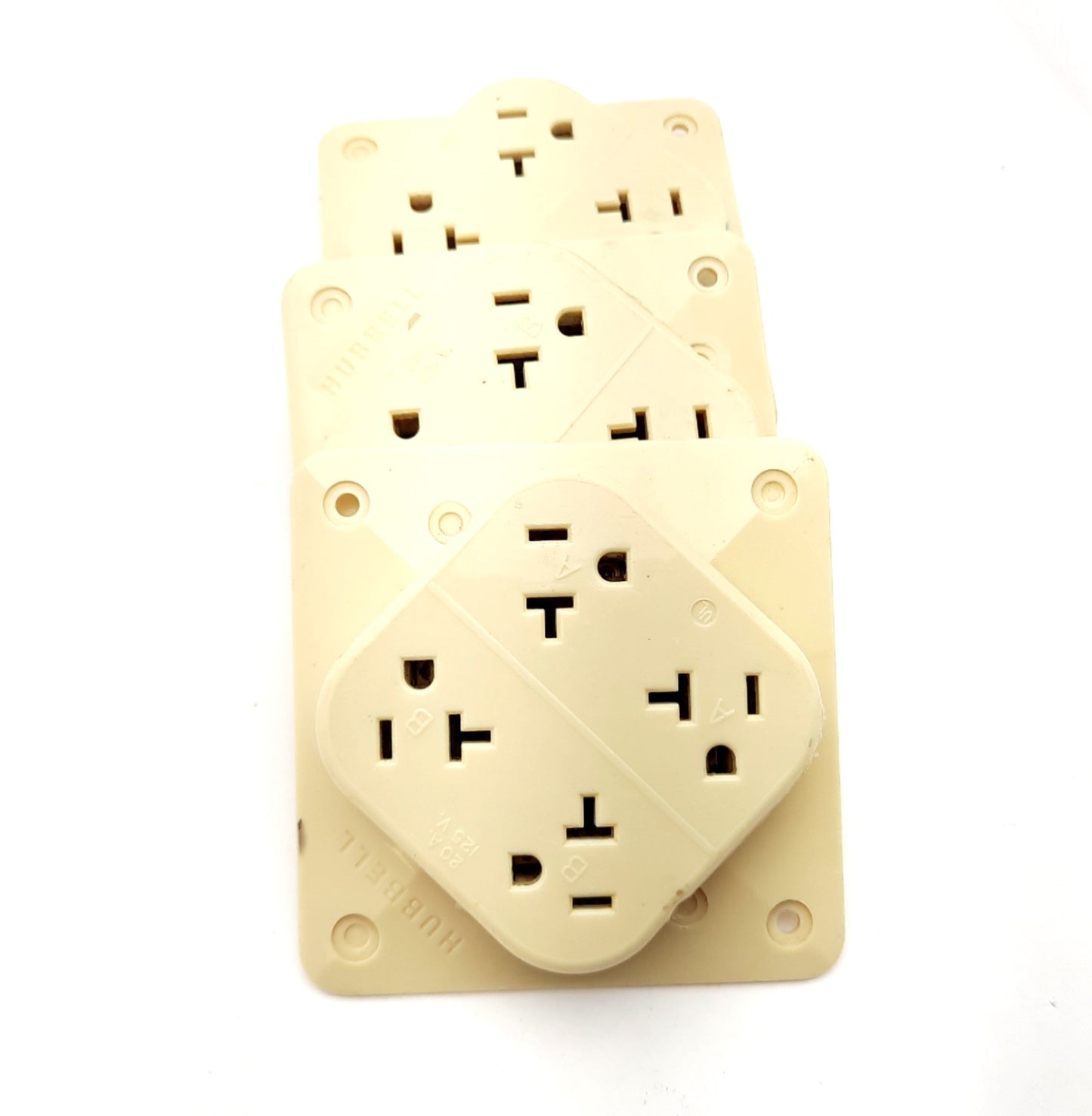Used Lot of 3 Hubbell D03984 4 Outlet Surface Mount 20A 125V