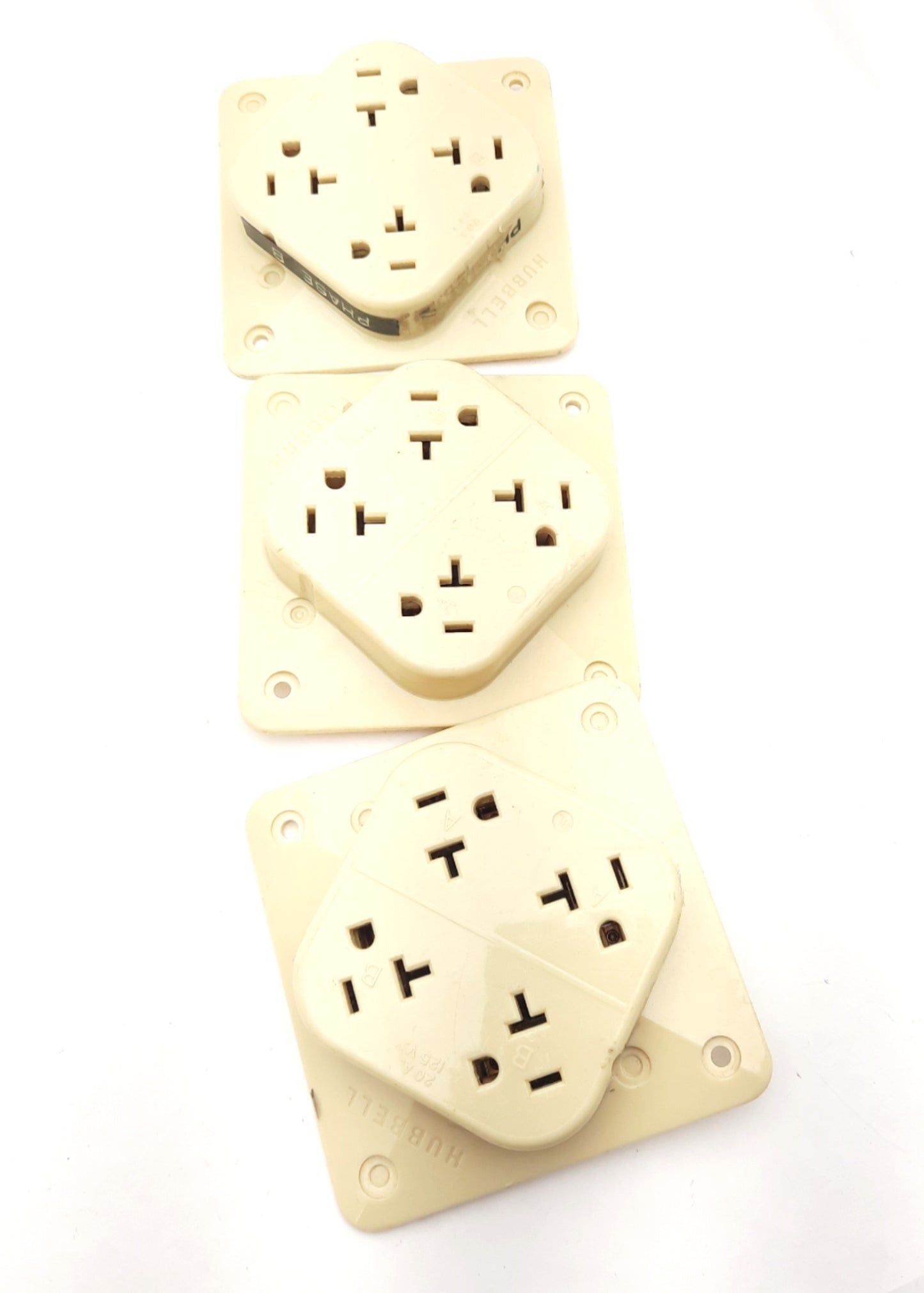 Used Lot of 3 Hubbell D03984 4 Outlet Surface Mount 20A 125V