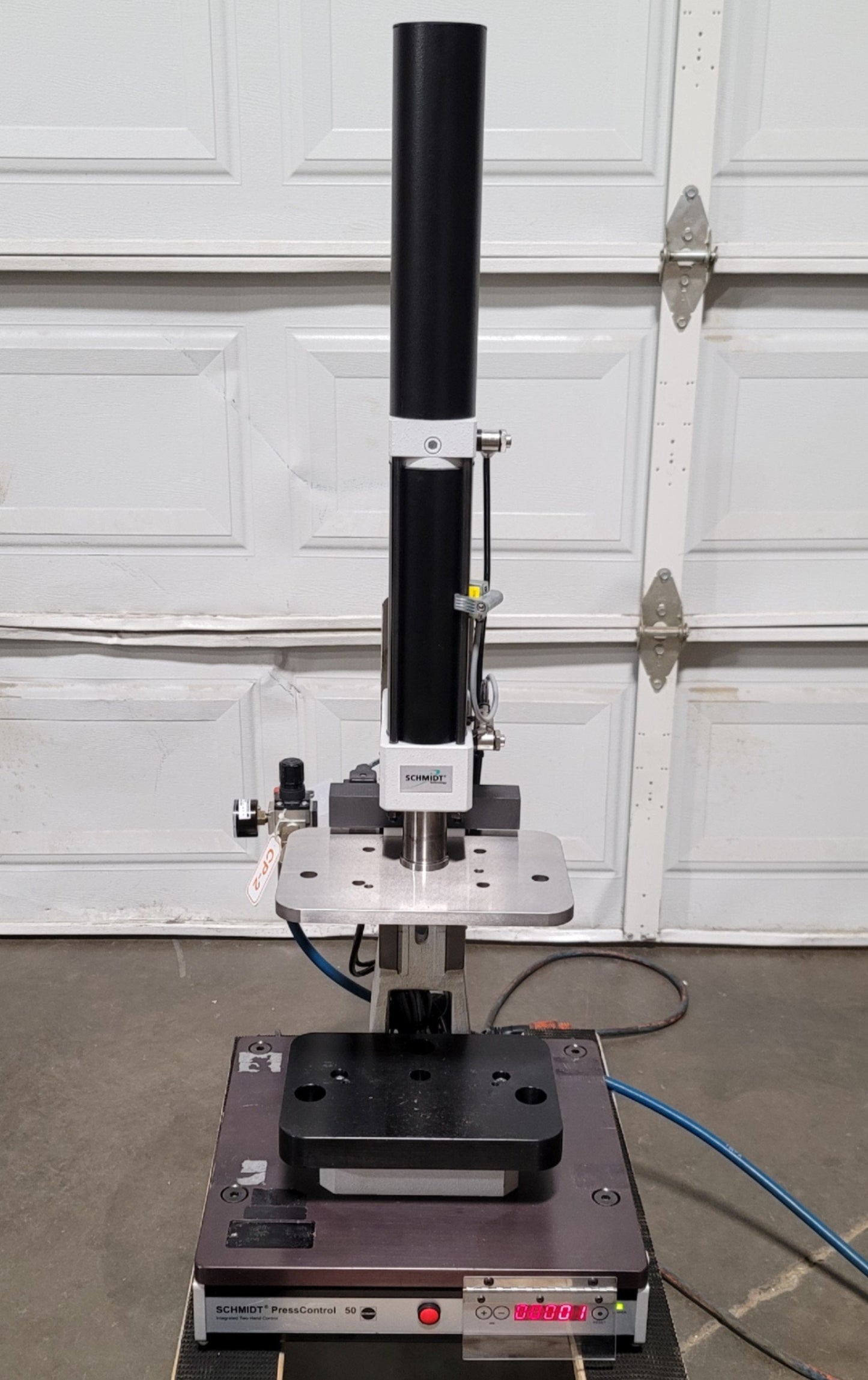 Used Schmidt 20-400221 Pneumatic Press With Press Control 50, 1.6kN Cap, 200mm Stroke