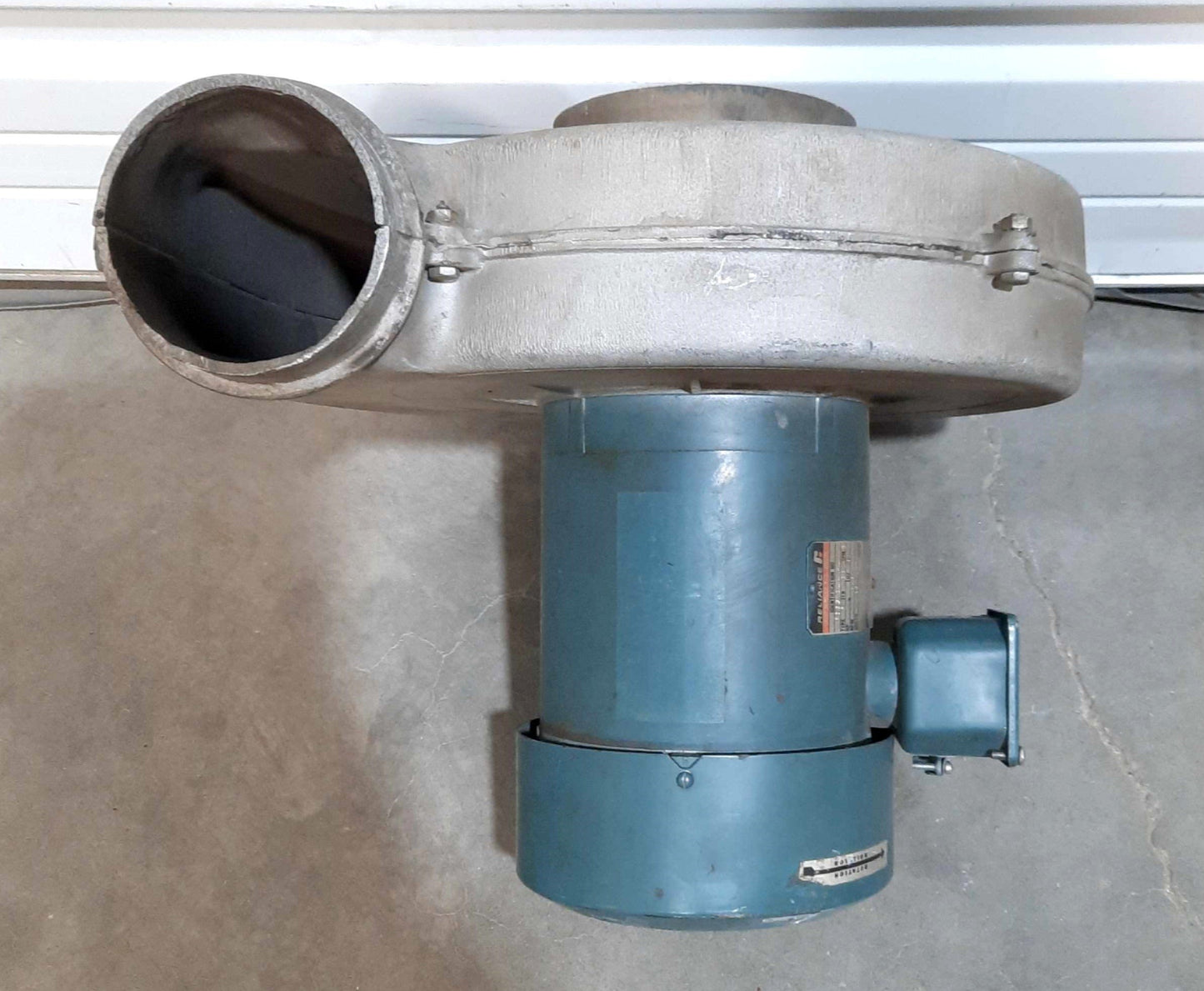Used No. 10 Aluminum Pressure Blower 10" Fan 4" Out w/Reliance Motor 1HP 3PH 230/460V