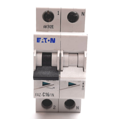 Used Eaton FAZ-C16/1N Circuit Breaker, 1-Pole + Neutral, C-Curve, 16A 240VAC / 60VDC