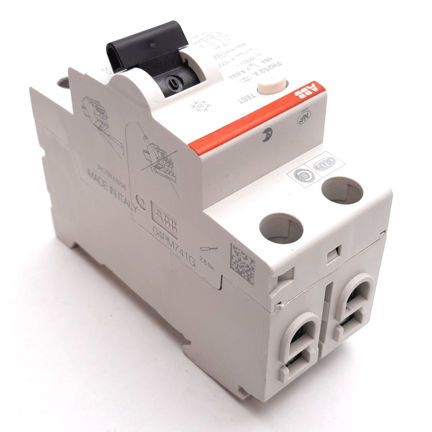 Used ABB FH202 A-40/0.03 Circuit Breaker, 2-Pole, Rating: 40A 230VAC, DIN Rail Mount