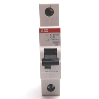 Used ABB S201M-C6 Circuit Breaker, 1-Pole, C-Curve, Rating: 6A 230/400VAC, DIN Rail