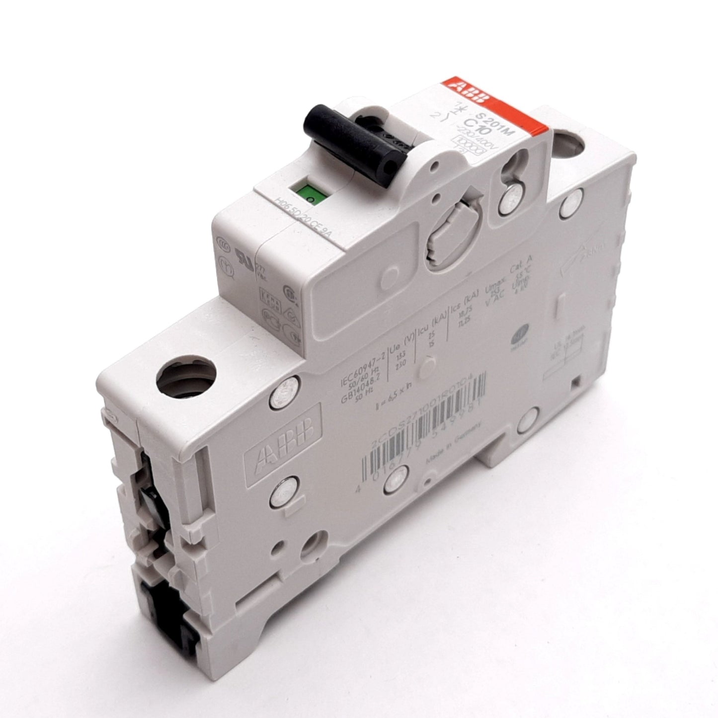 Used ABB S201M-C10 Circuit Breaker, 1-Pole, C-Curve, Rating: 10A 230/400VAC, DIN Rail
