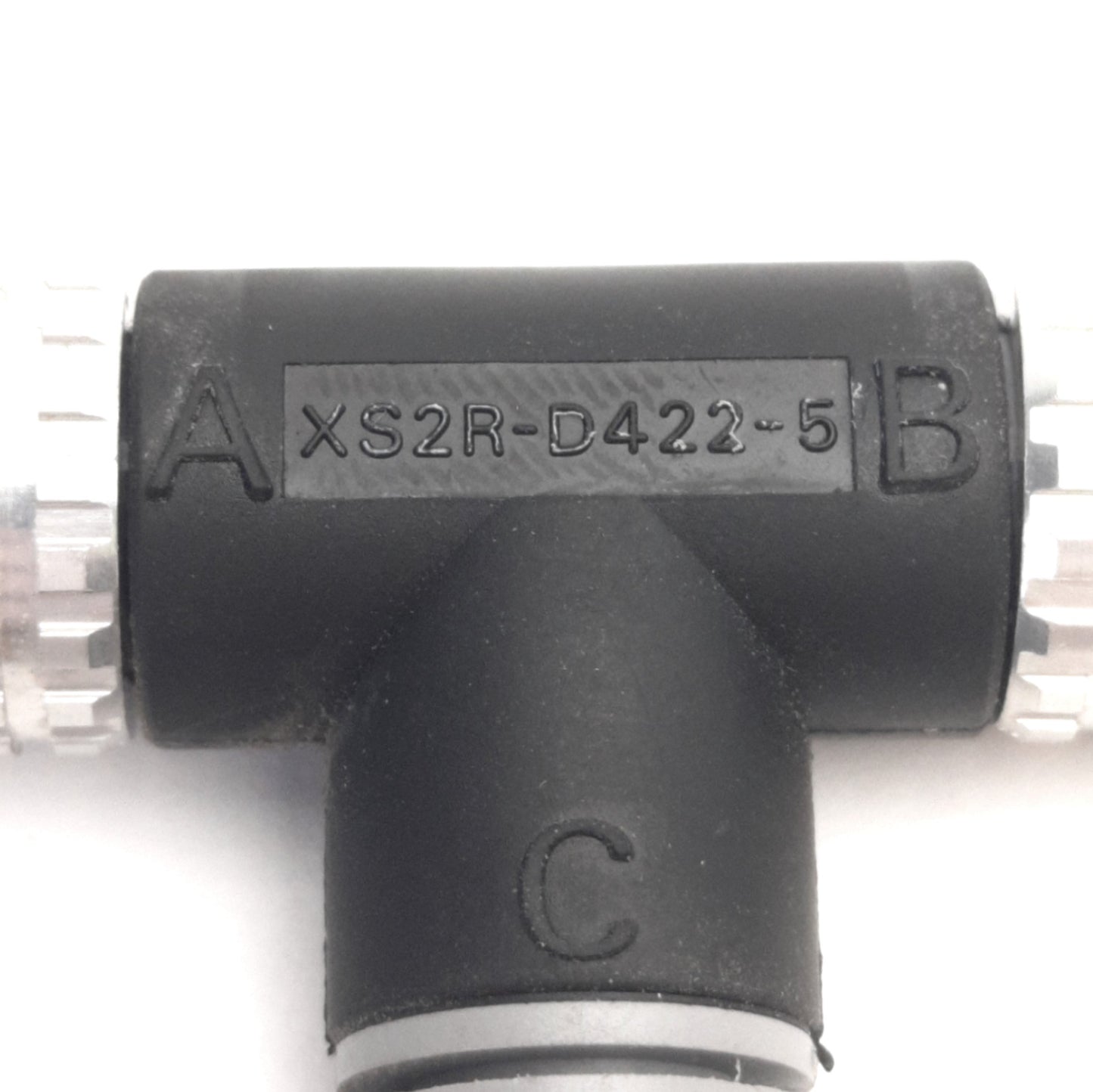 Used Omron XS2R-D422-5 Water Resistant Tee Connector M12 4-Pin, F/M/F, 250V DC 4A