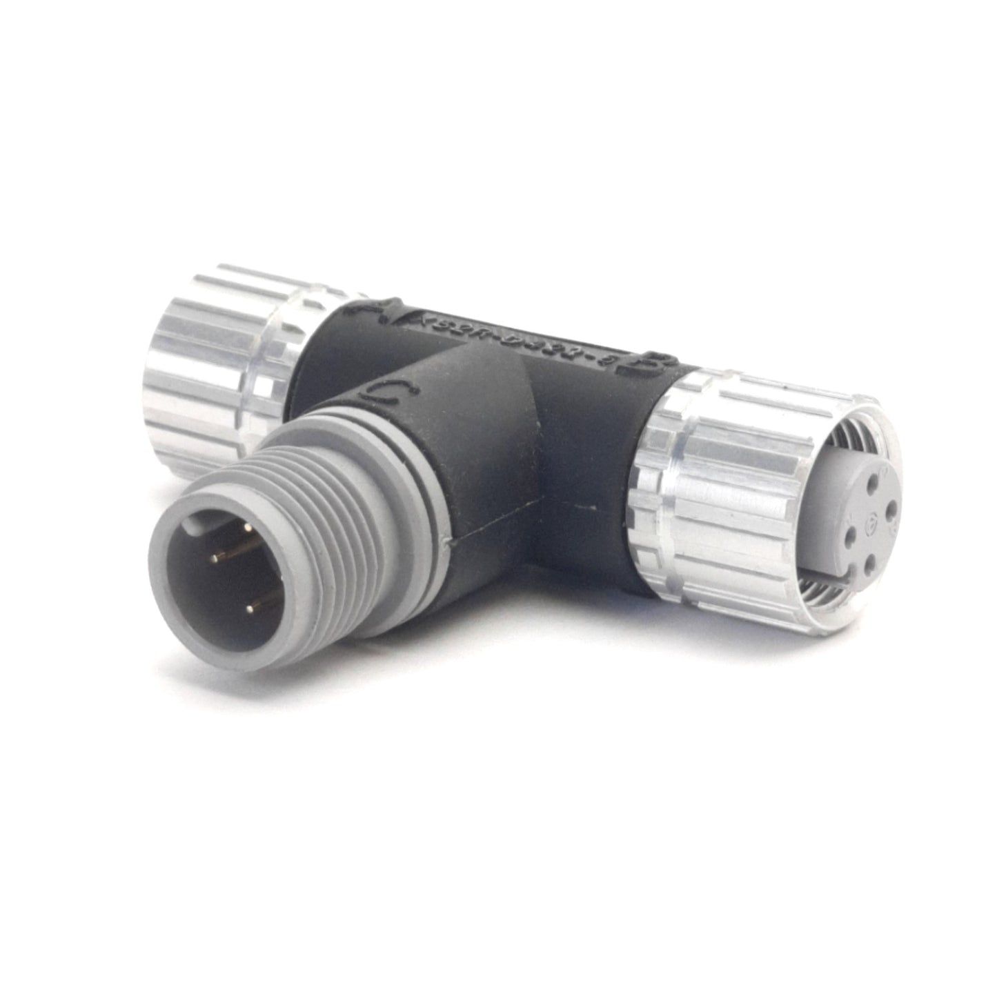 Used Omron XS2R-D422-5 Water Resistant Tee Connector M12 4-Pin, F/M/F, 250V DC 4A