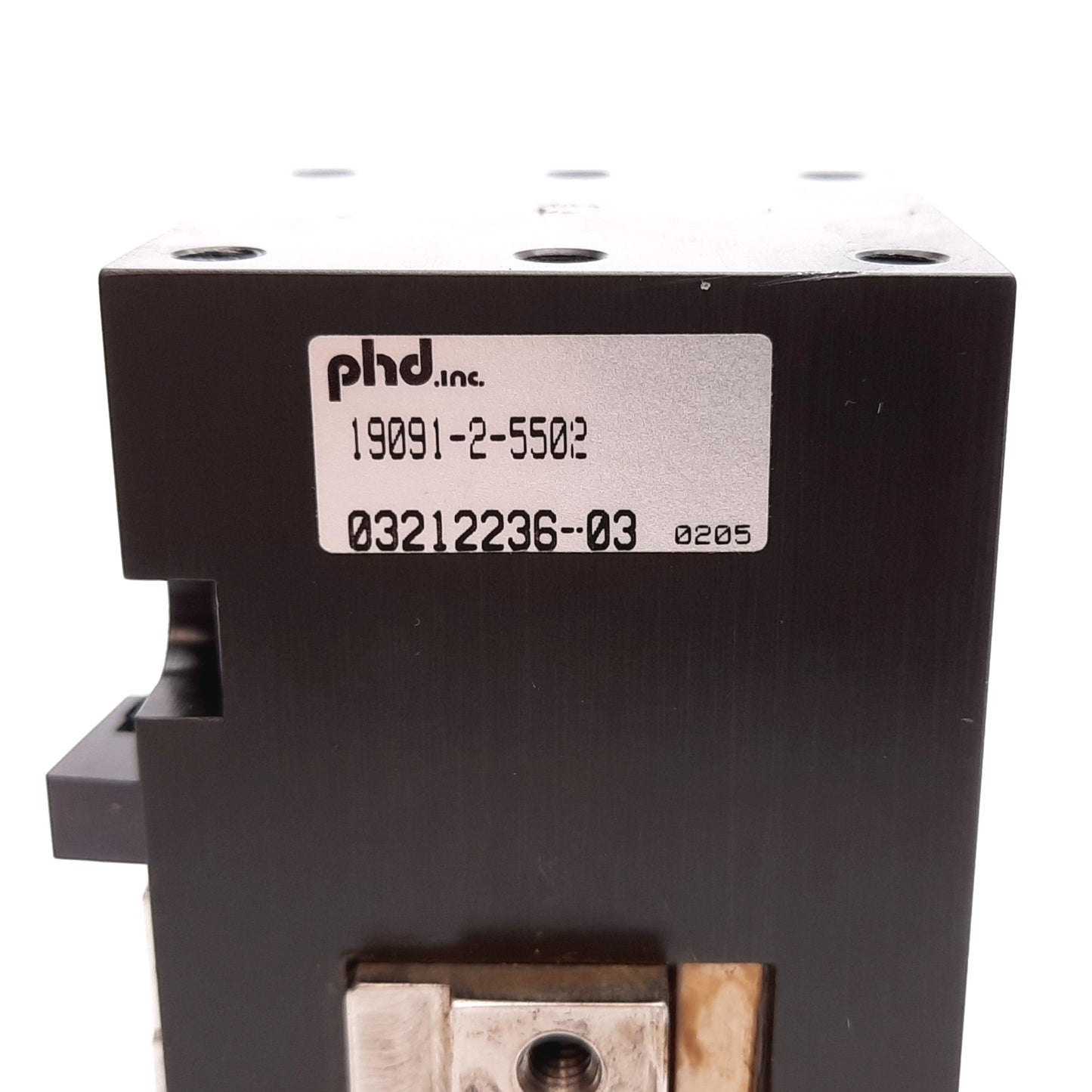 Used Phd 19091-2-5502 Pneumatic Gripper, Bore: 1", Jaw Travel: 0.512", Ports: 10-32