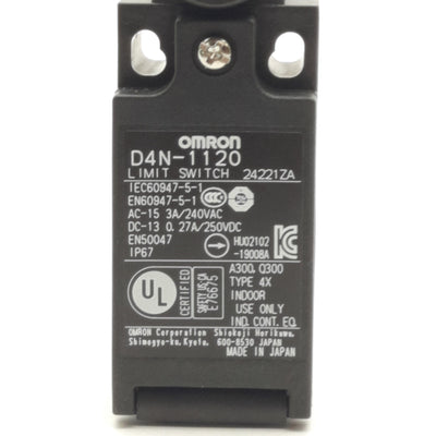 New Omron D4N-1120 Limit Switch, 5 N Max, 1NC/1NO, 240 VAC, 3 A, 1 to 500 mm/s