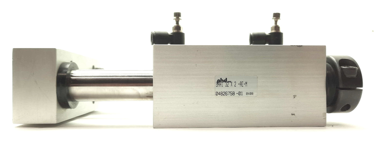 Used Phd SAH132X2-AE-M Pneumatic Guided Cylinder 2" Stroke 32mm Bore 150PSI 1/4"NPT