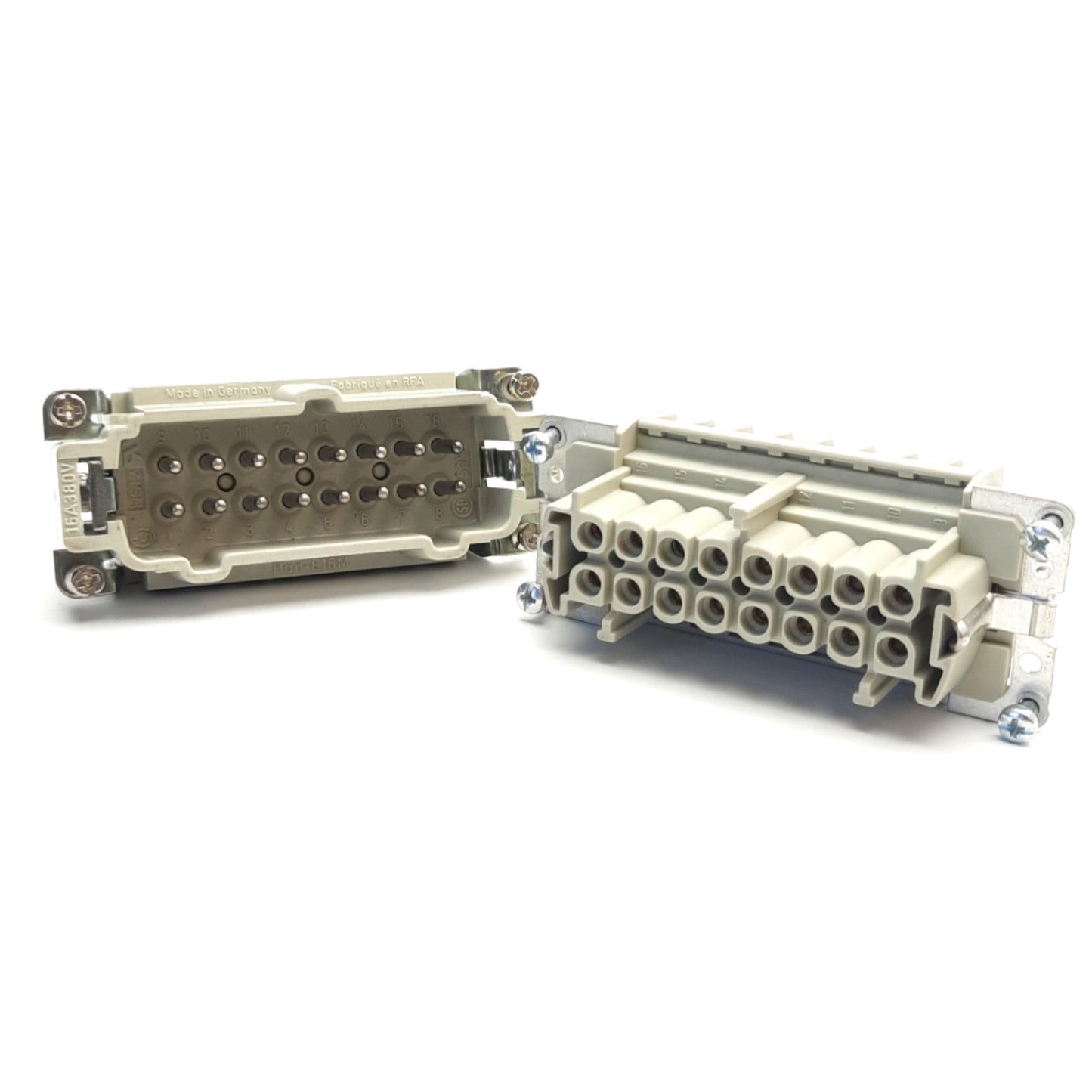 Used Epic H-BE16BF & Han-E16M HDC Connector Set M/F, 16A 380V, 16 Pins + PE