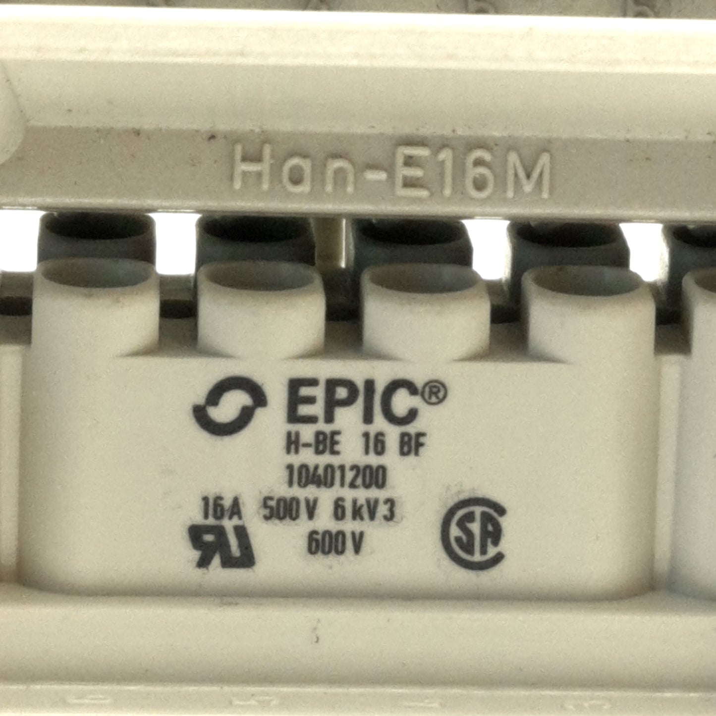 Used Epic H-BE16BF & Han-E16M HDC Connector Set M/F, 16A 380V, 16 Pins + PE