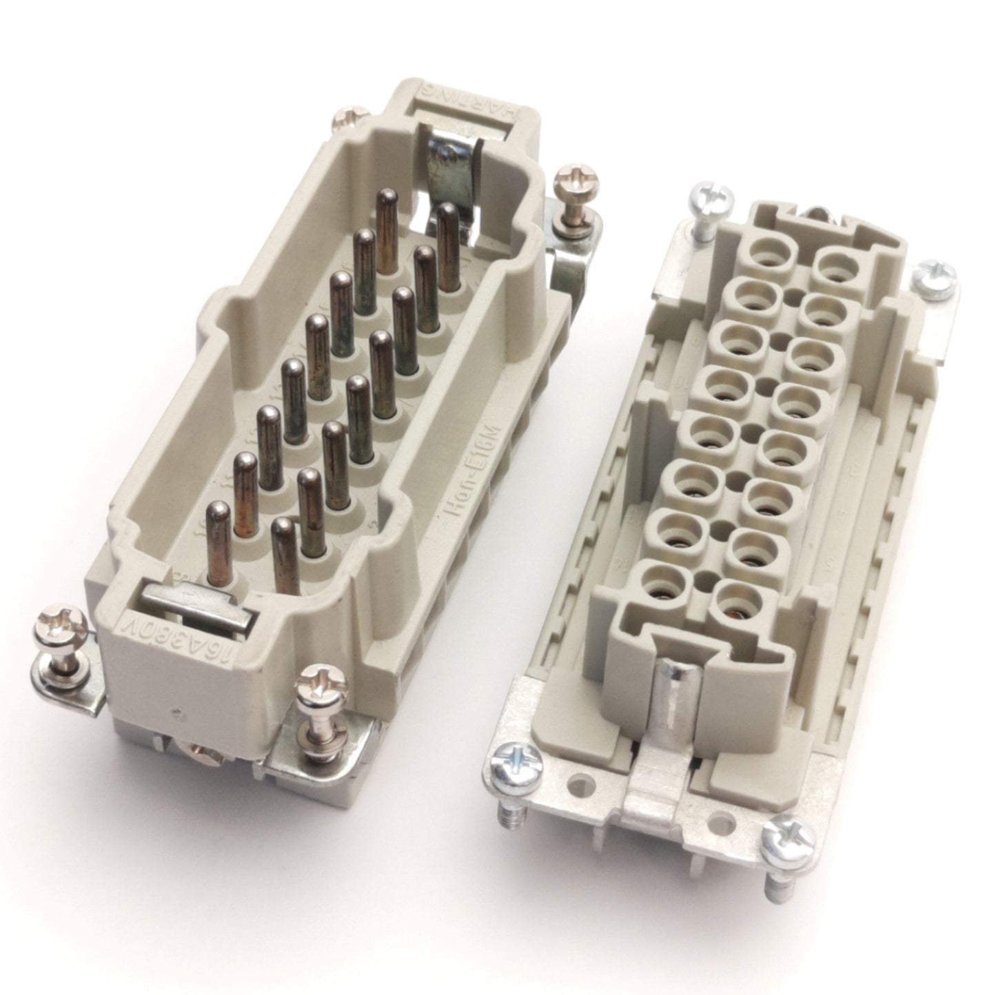 Used Epic H-BE16BF & Han-E16M HDC Connector Set M/F, 16A 380V, 16 Pins + PE