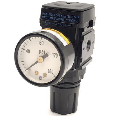 Used Wilkerson R08-01-F000 Air Pressure Regulator w/ Gauge, 1/8" NPT, 0-125PSIG