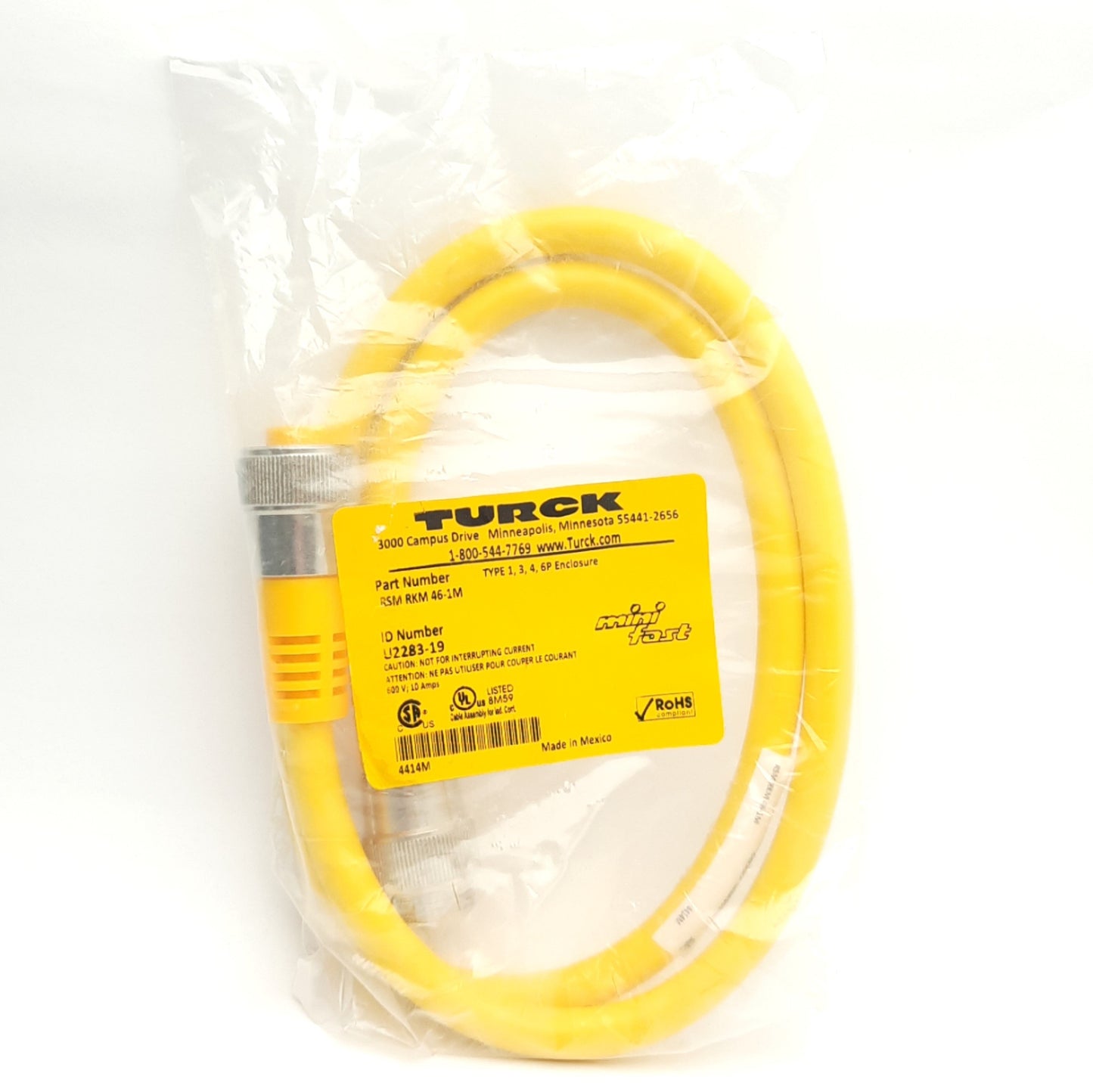 New Turck RSM RKM 46-1M Double Ended Cordset 7/8" 4 Pin Male To 4 Pin Female
