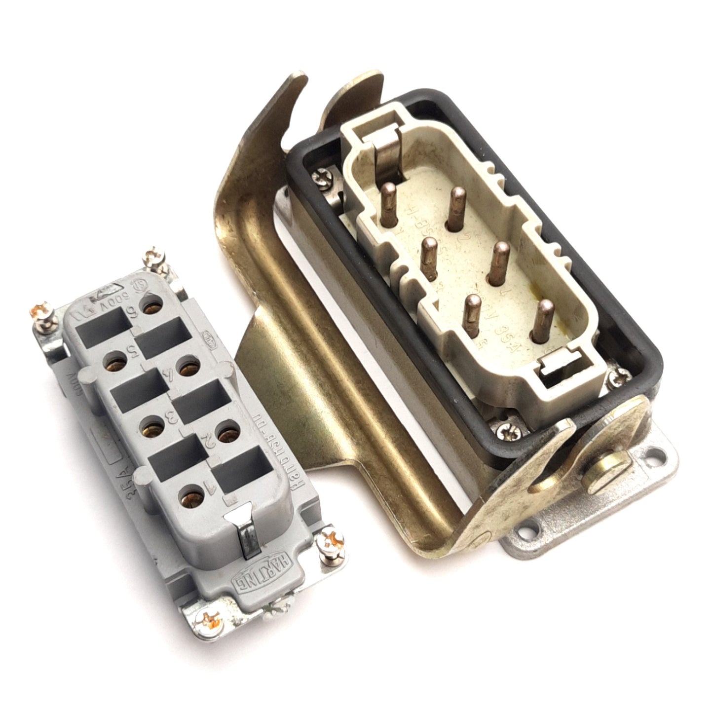 Used Harting H-BS 10.1700 / Han6HSB-bu Male & Female Connector w/ Housing, 6P + PE