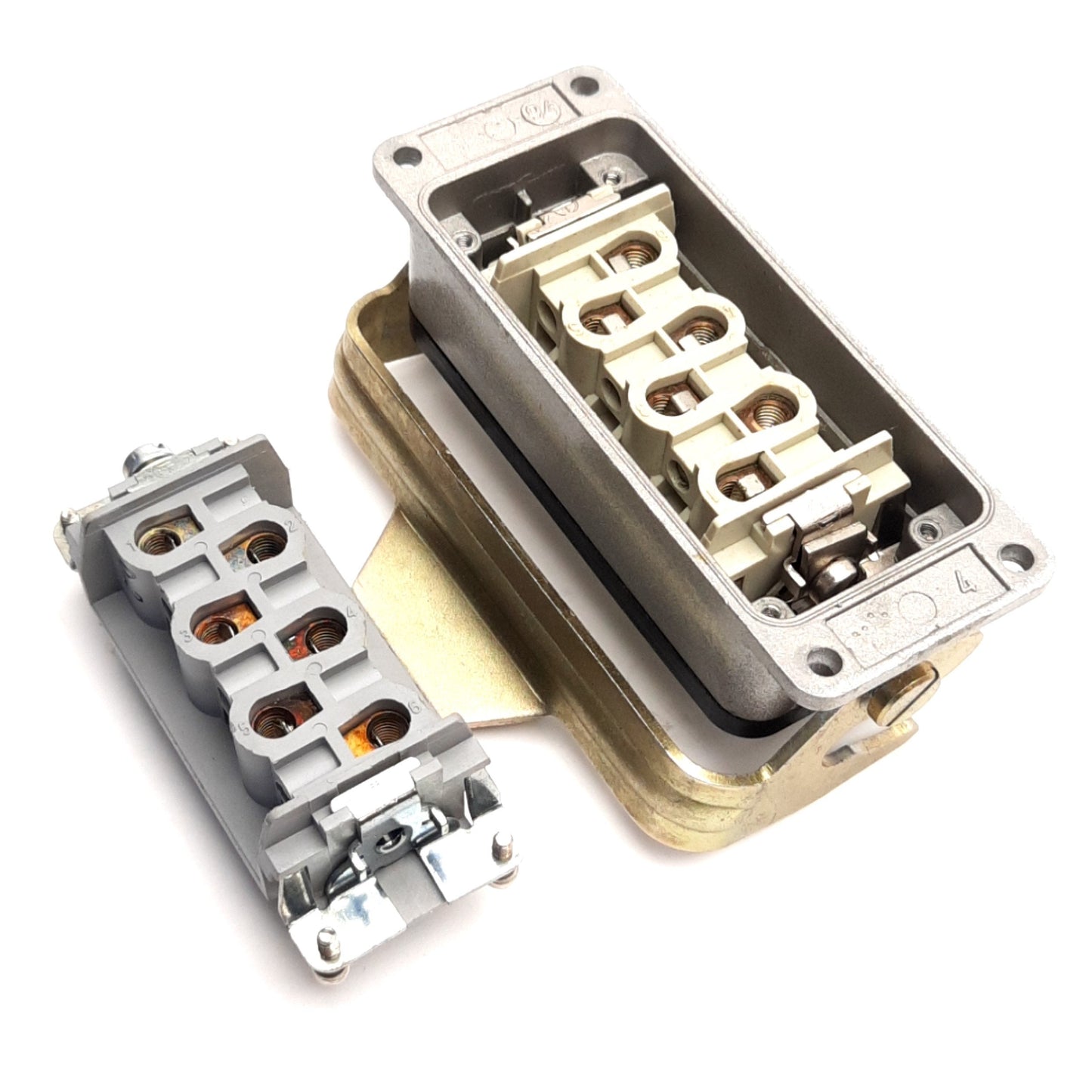 Used Harting H-BS 10.1700 / Han6HSB-bu Male & Female Connector w/ Housing, 6P + PE