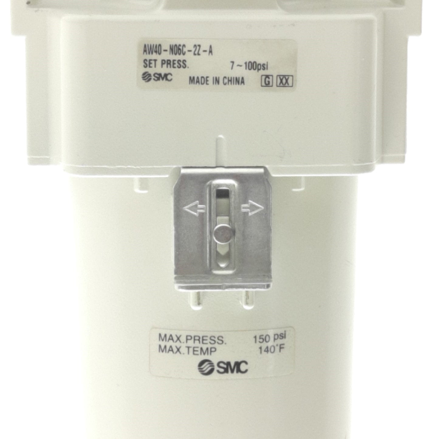 Used SMC AW40-N06C-2Z-A Air Filter Regulator, 3/4" NPT, 7 - 100 PSI, 150 PSI Max