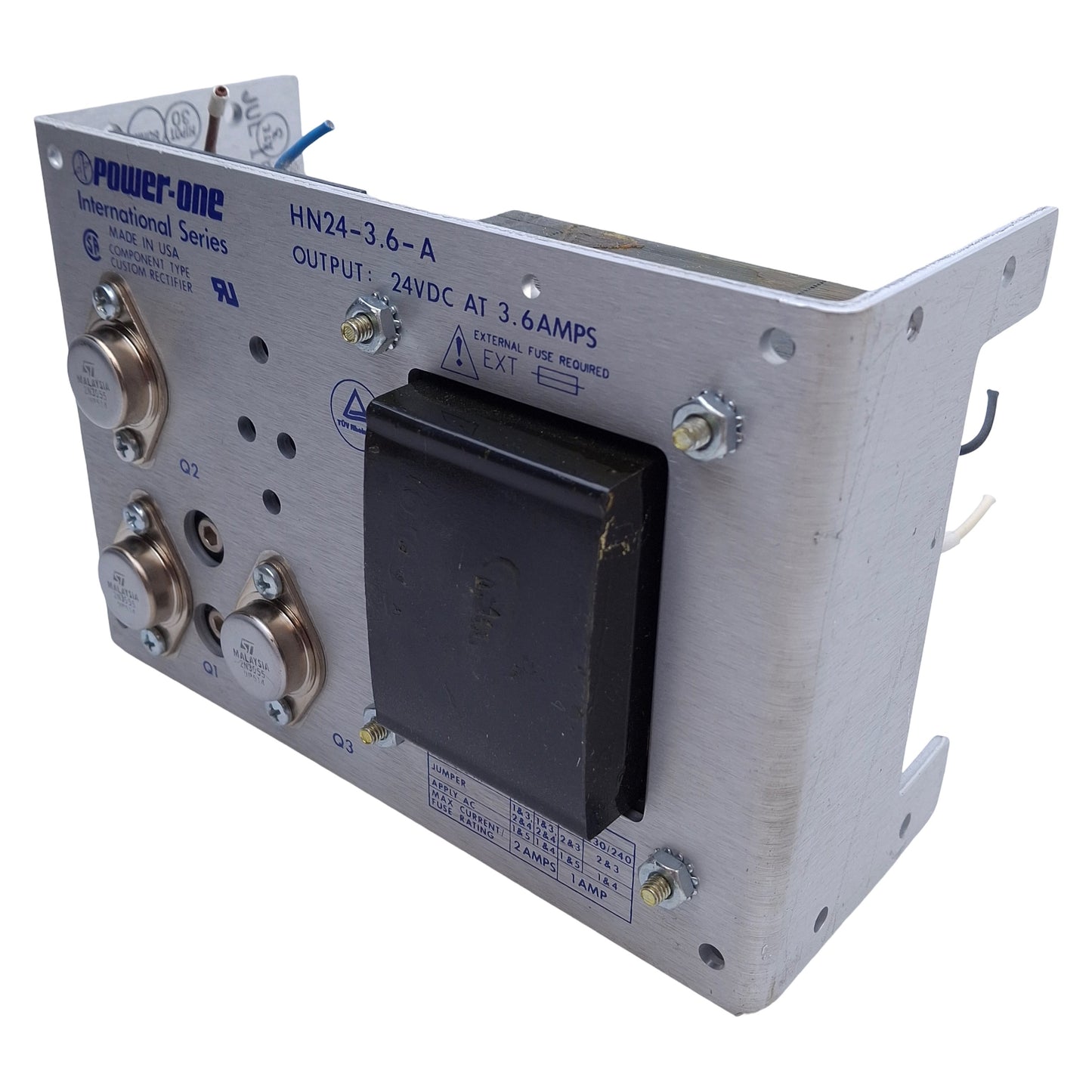 Used Power-One HN24-3.6-A Open Frame Switching Mode Power Supply, Out: 24VDC 3.6A